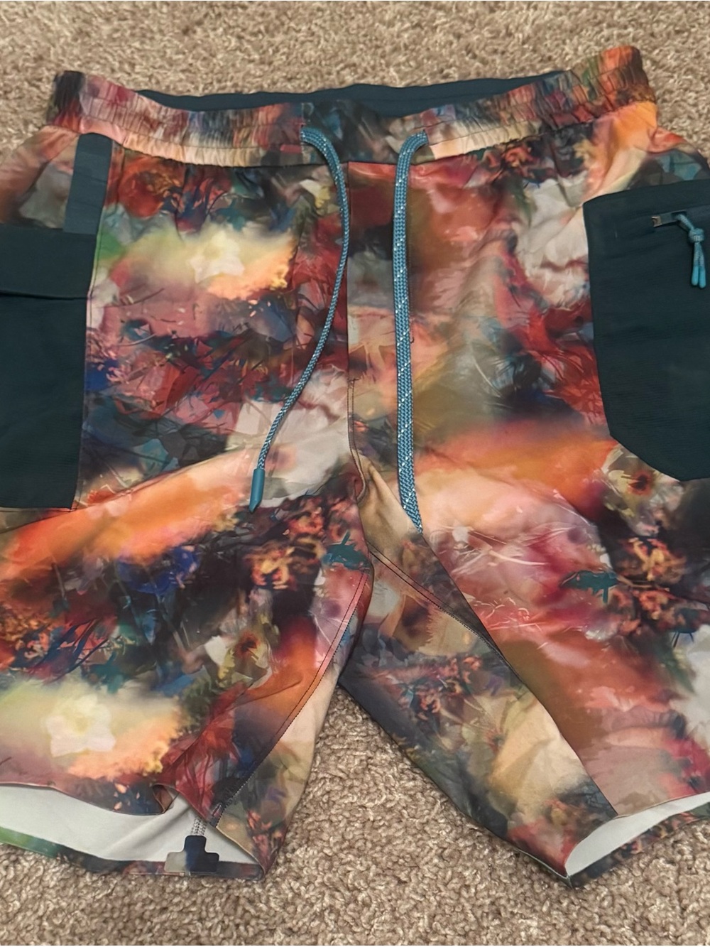 lululemon athletica Multicolor Abstract Print Men's Shorts with Teal Accents